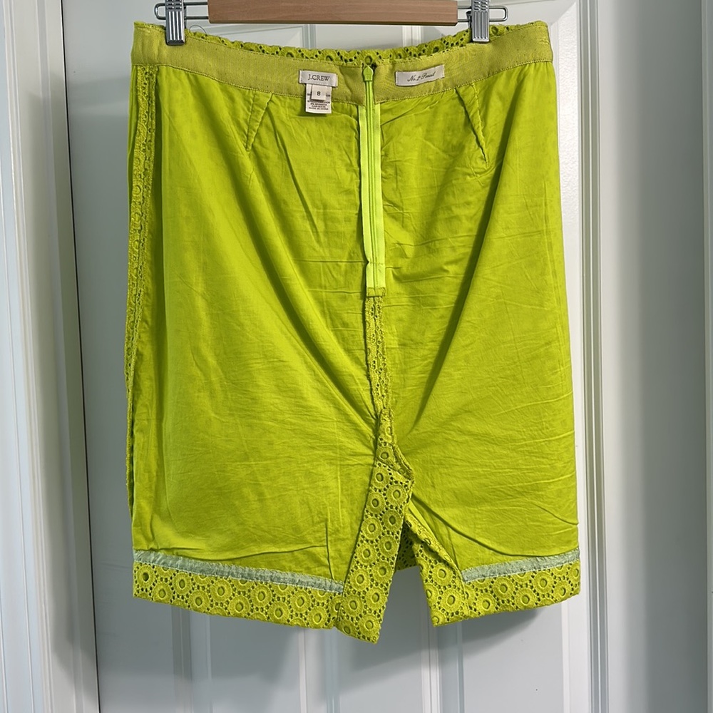 J. Crew - No. 2 Pencil Skirt - size 8 - lined eyelet - citron - excellent U.C. - Picture 7 of 7